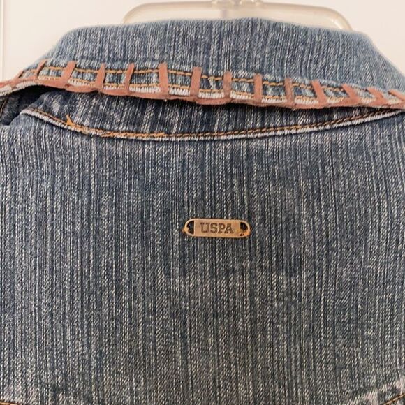 U.S. Polo Assn. Vintage 80s Disco Denim Long Sleeve Flare Leg Jumpsuit Size 9/10 - Picture 11 of 13